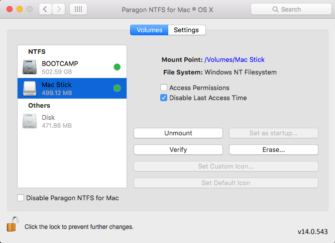 paragon ntfs for mac mount device